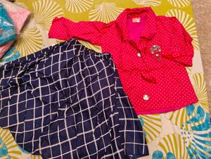 New Cute Yellow Polka Dot Skirt Set