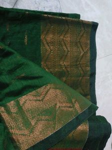 Green Saree with Gold Motifs