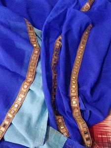 Royal Blue Saree with Mirror Work Border