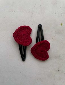 Crochet Heart Hair Clips