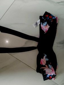 Floral Print strapless bra knotting br