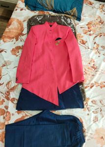 Men's Pink & Navy Ethnic Kurta Set