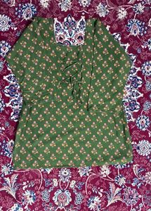 Green Floral Print Kurta