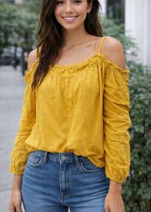 Mustard  yellow Off-Shoulder Top