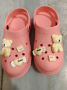 Cute Pink Clogs with Bear Charms
