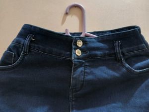 Dark Blue Denim High Waisted Jeans