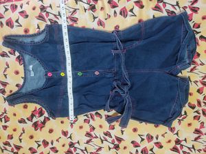 Denim Romper with Colorful Buttons