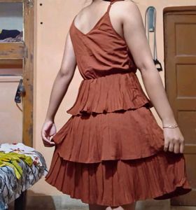 Chic Rusty Orange Tiered Dress