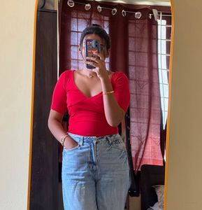 Zara Red Fitted Top