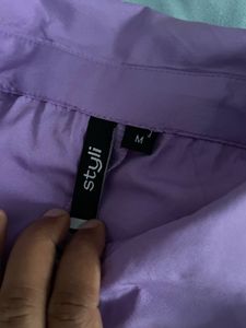Purple Button-Down Shirt Dress