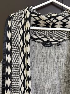 Boho Grey Shrug with Geometric Print