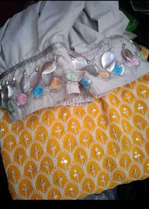 Embroidered Kurta Set with Embellishments