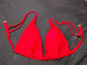 Red Bikini Top with Silver Clasp