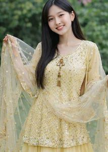 Elegant Yellow Ethnic sharara Set