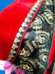 Black And Red Netted And Lace Saree