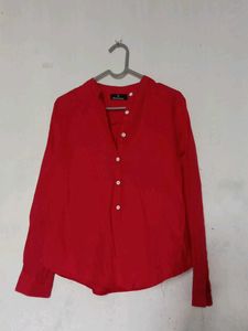 Linen Classic Red Button-Down Shirt