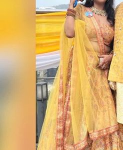 Yellow &amp; Red Floral Lehenga Choli