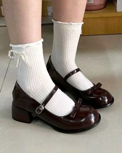 Chic Brown Mary Jane Heels with Bow Detail