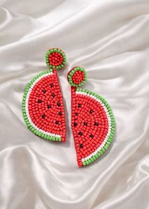 Fun Watermelon Beaded Earrings
