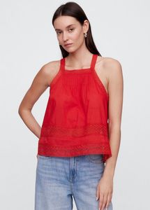 Boho Red Lace Trimmed Sleeveless Top