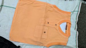 Cute Baby Boy  Outfit  – Orange Top &amp; Black Cargo