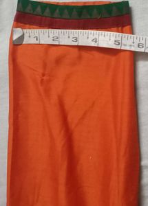 Orange Kurta with Brocade Neckline