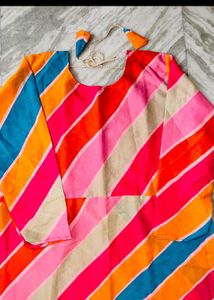 Vibrant Striped Kurta Set with Dupatta