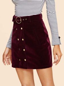SHEIN maroon velvet mini skirt