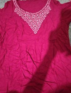 Stylish Pink Kurta with Embellished Neckline 15