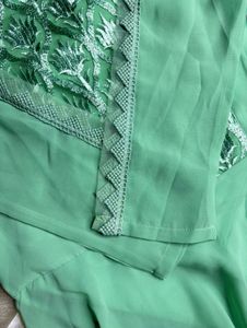 Elegant pista Green Embroidered Anarkali Suit