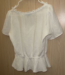 Whimsical White Ruffled Peplum Top
