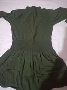 Chic Olive Green Flared Dress