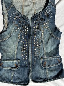Studded Denim Vest