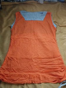Orange Graphic Print Tunic Top