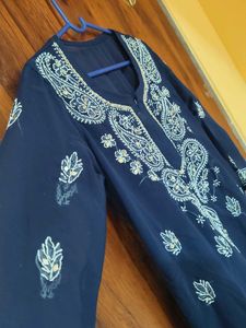Embroidered Blue Chiffon Blouse