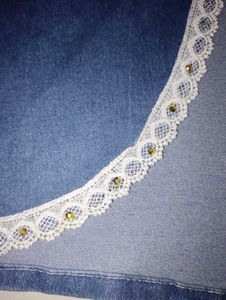 Denim shrug with Lace Trim