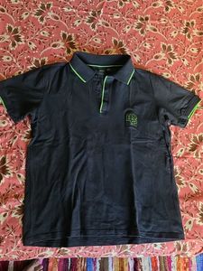 Men's Dark Polo Shirt with Neon Green Accents