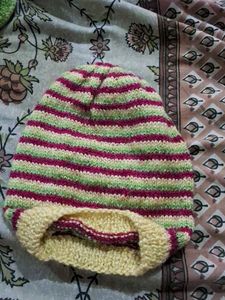 Striped Knit Beanie Hat