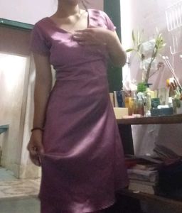 Satin V-Neck Wrap Dress