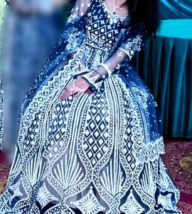 Elegant Blue Lehenga with pearl and stone work