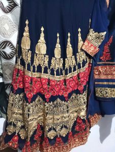 Navy Blue Lehenga Choli with Golden Embroidery