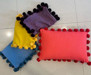 Colorful Pom-Pom Cushion Covers