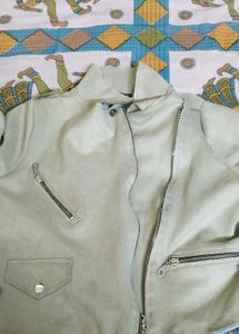 Stylish Light Green Moto Jacket