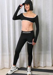 Shein Ankle Length Typographic Print Sports Leggin