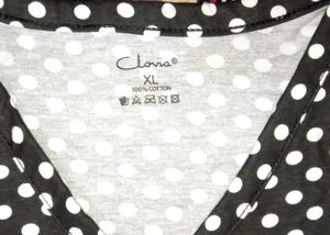 Polka Dot Black  Short Nightdress