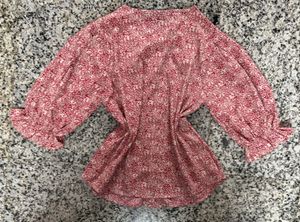 Women's Red Floral Print Button-Up Blouse