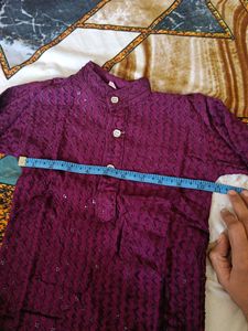 Maroon Embroidered Kurta