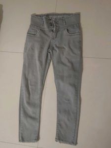 High Waist Grey Denim Jeans