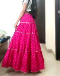 Pink Tiered Maxi Skirt