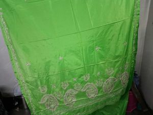 Vibrant Green Embroidered Silk Saree